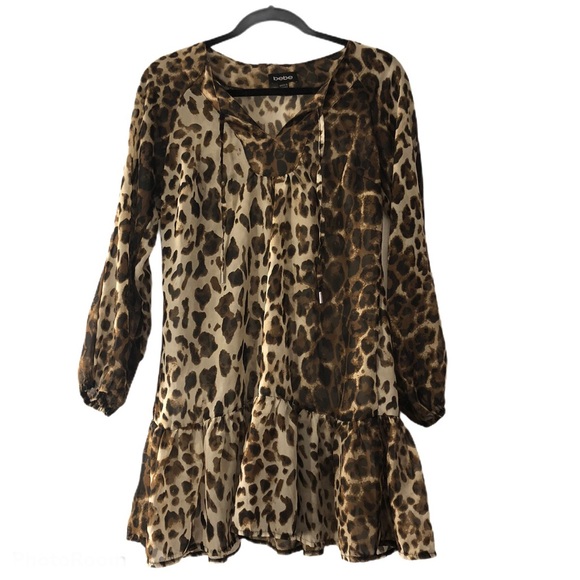 BEBE Animal leopard Print Tunic SZ Small - Picture 1 of 3